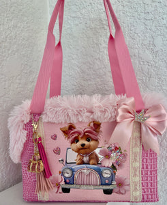 YORKIE IN PINK/ PET CARRIER/ STANDARD SIZE/FLASH SALE