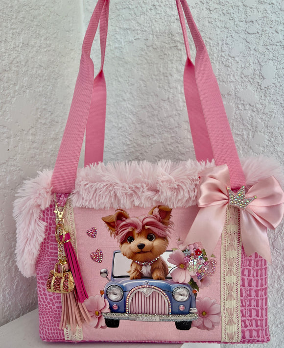 YORKIE IN PINK/ PET CARRIER/ STANDARD SIZE/FLASH SALE